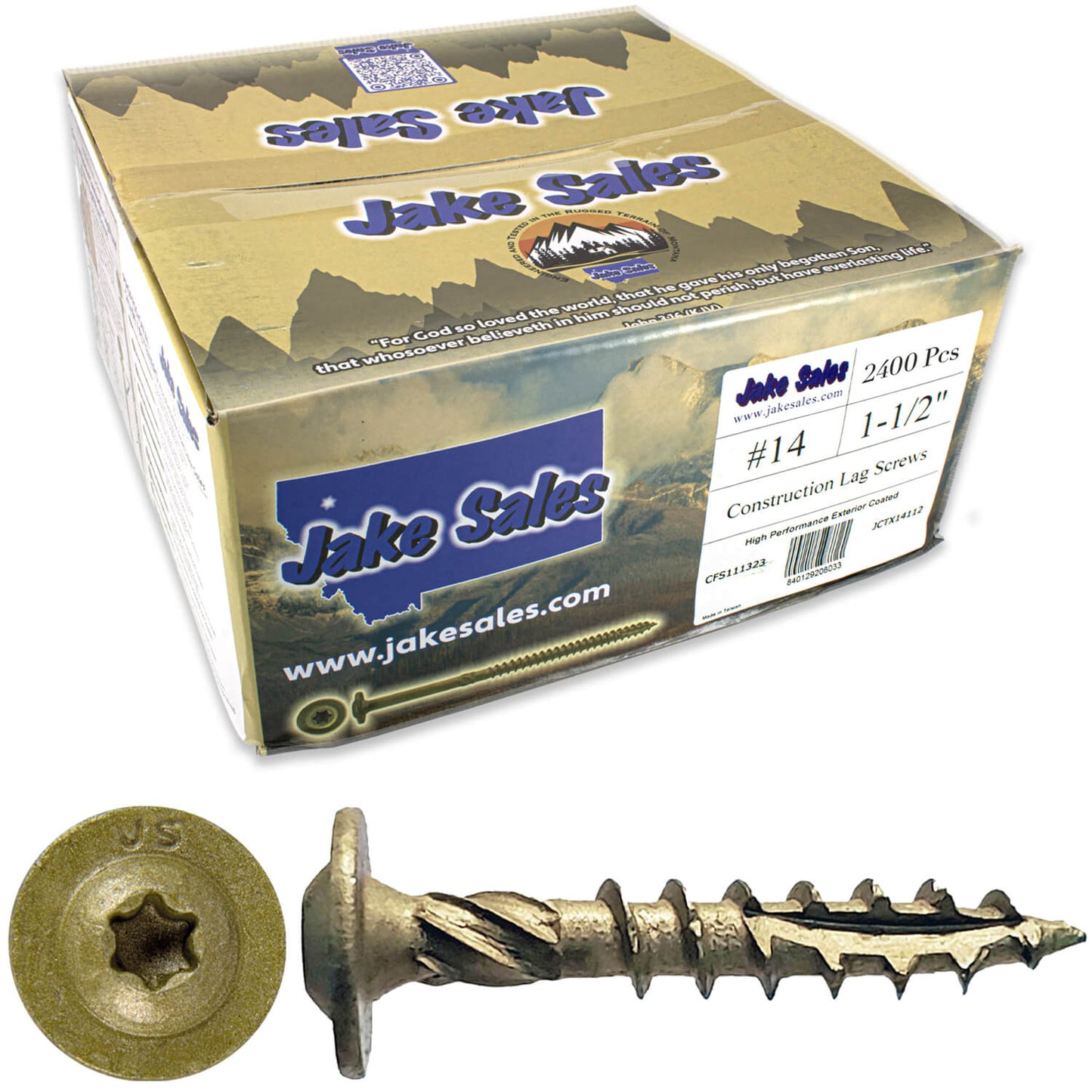 #14 Construction Lag Screws - Exterior Coated Torx/Star Drive Heavy Duty Structural Lag With Modified Truss Washer Head