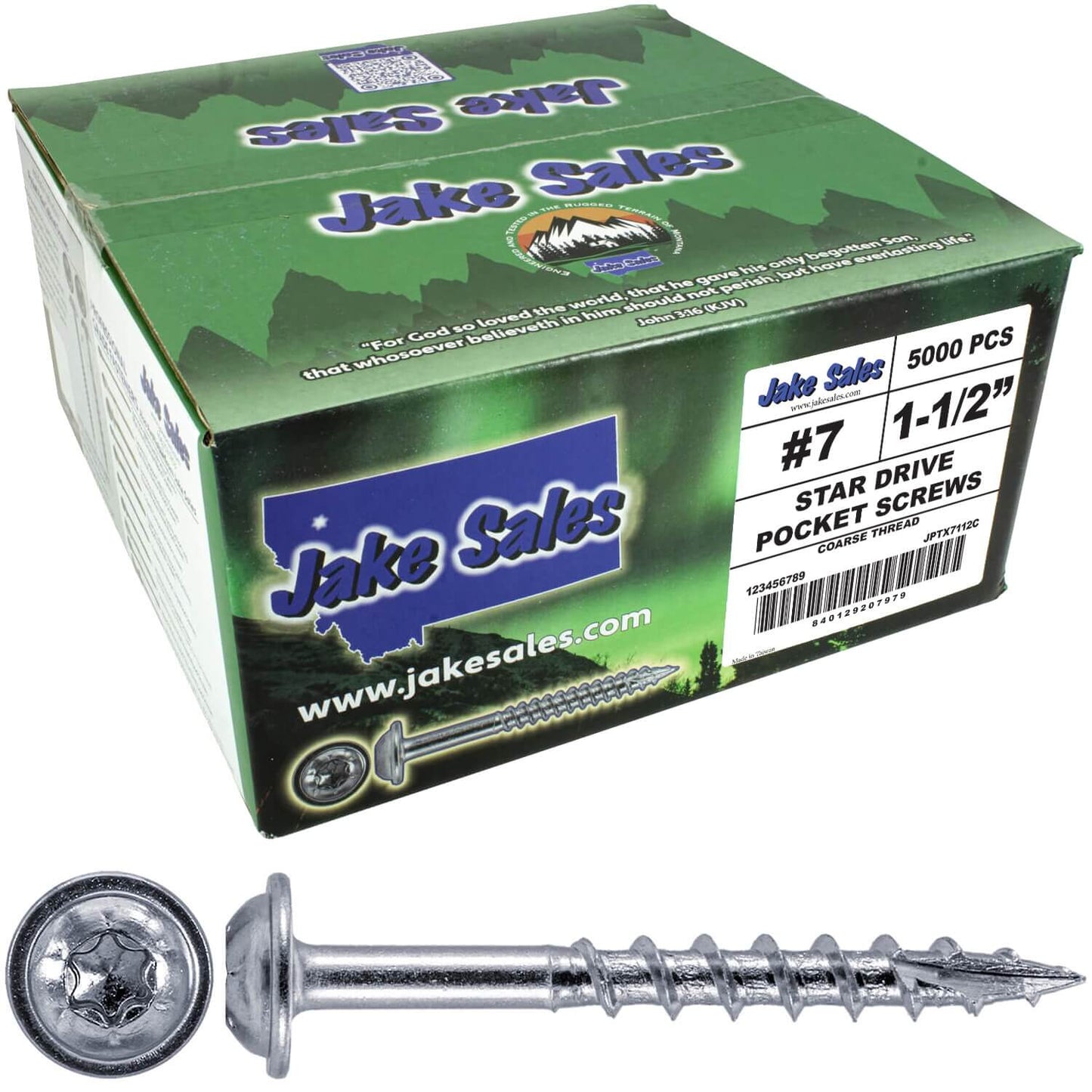 #7 Coarse Thread Pocket Hole Torx/Star Head Screws - Torx/Star Drive Pocket Hole Screws for Cabinetry & Furniture. - T-20 Torx Screw Head