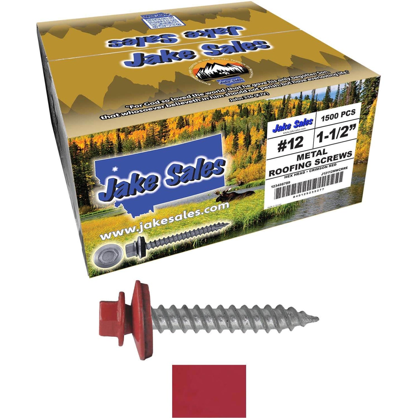 #12 x 1-1/2"  RE-GRIP METAL ROOFING SCREWS - Hex Washer Head - Self starting/self tapping - EPDM washer. Colored head.