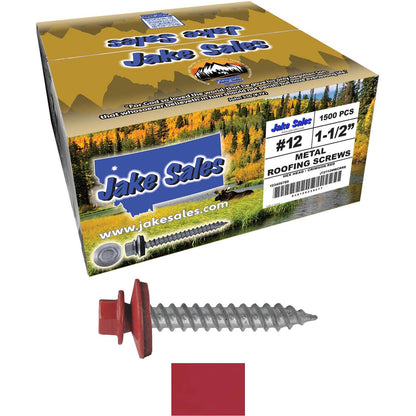 #12 x 1-1/2"  RE-GRIP METAL ROOFING SCREWS - Hex Washer Head - Self starting/self tapping - EPDM washer. Colored head.