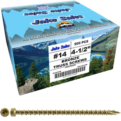 Jake Sales Star Head Coated Truss Screws - Structural Wood Fasteners for Truss and Framing Connections - Heat-Treated Steel, ACQ Compatible