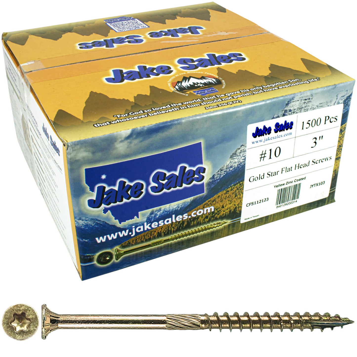 #10 Gold Star/Torx Drive Zinc Coated T-25 Flat Head Wood Screws