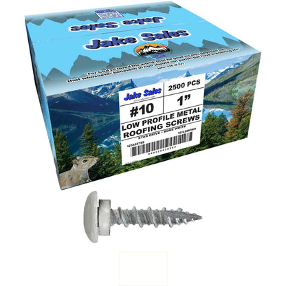 10 X 1" - LOW PROFILE Star Head Roofing Screws - HI-LO Thread - Metal To Wood - T25 Torx Drive Head - EPDM washer.