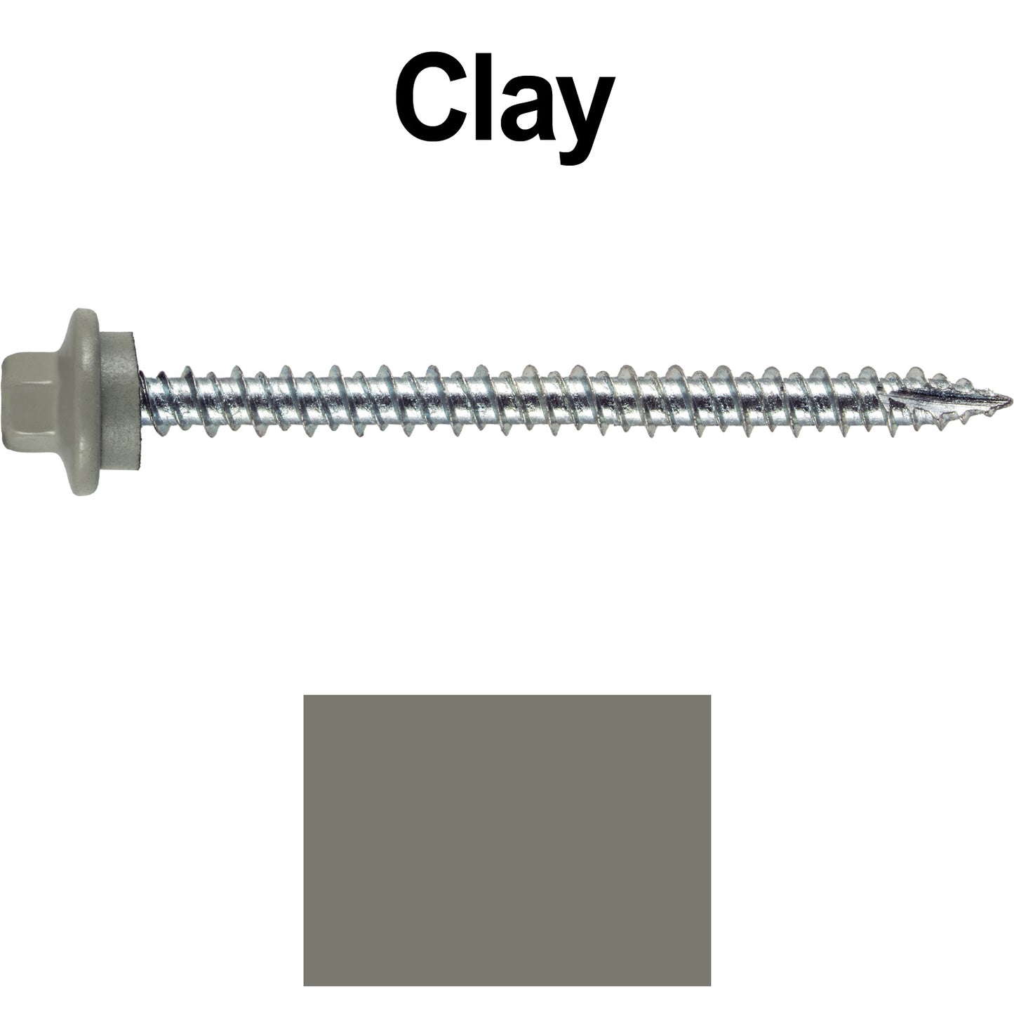 10 x 2-1/2” - STAINLESS HEX / ZINC Sheet Metal Roof Screw. Self starting metal to wood siding screws. EPDM washer. Colored head.