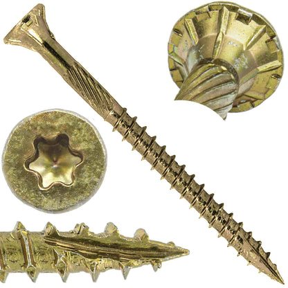 #10 x 2" Gold Star Wood Screw, T-30 Torx Drive, Flat Head (OVERSTOCK)