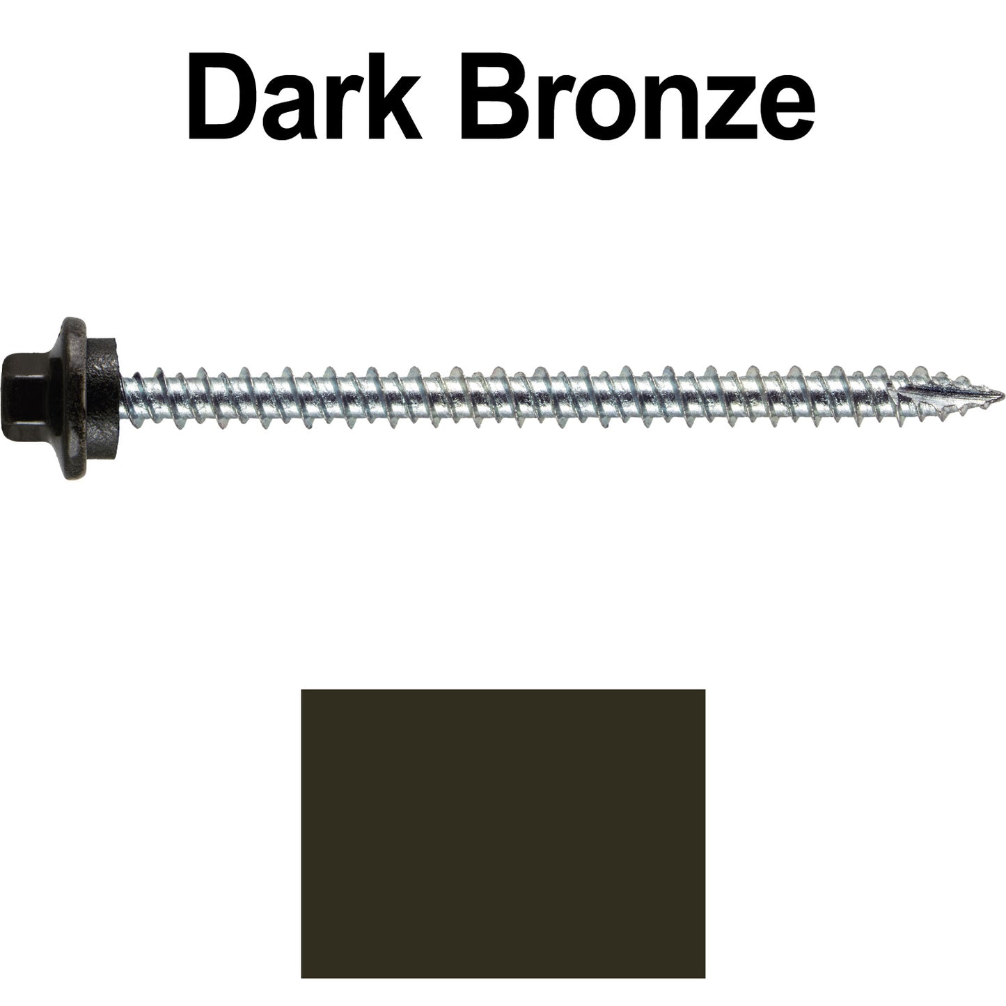 10 x 3” - STAINLESS HEX / ZINC Sheet Metal Roof Screw. Self starting metal to wood siding screws. EPDM washer. Colored head.