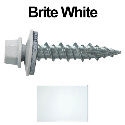 #10 x 1" Metal ROOFING SCREWS - Hex Washer Head - Self starting/self tapping - EPDM washer. Colored head.
