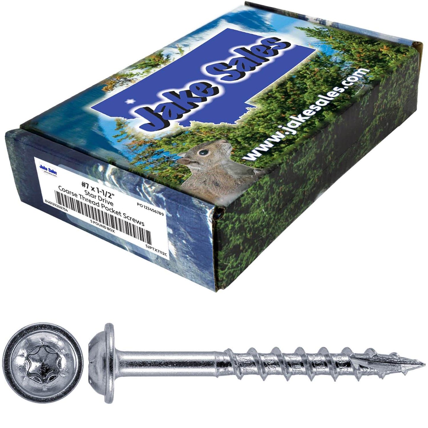 #7 Coarse Thread Pocket Hole Torx/Star Head Screws - Torx/Star Drive Pocket Hole Screws for Cabinetry & Furniture. - T-20 Torx Screw Head