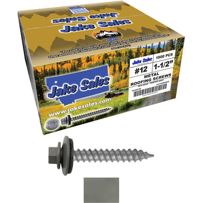 #12 x 1-1/2"  RE-GRIP METAL ROOFING SCREWS - Hex Washer Head - Self starting/self tapping - EPDM washer. Colored head.
