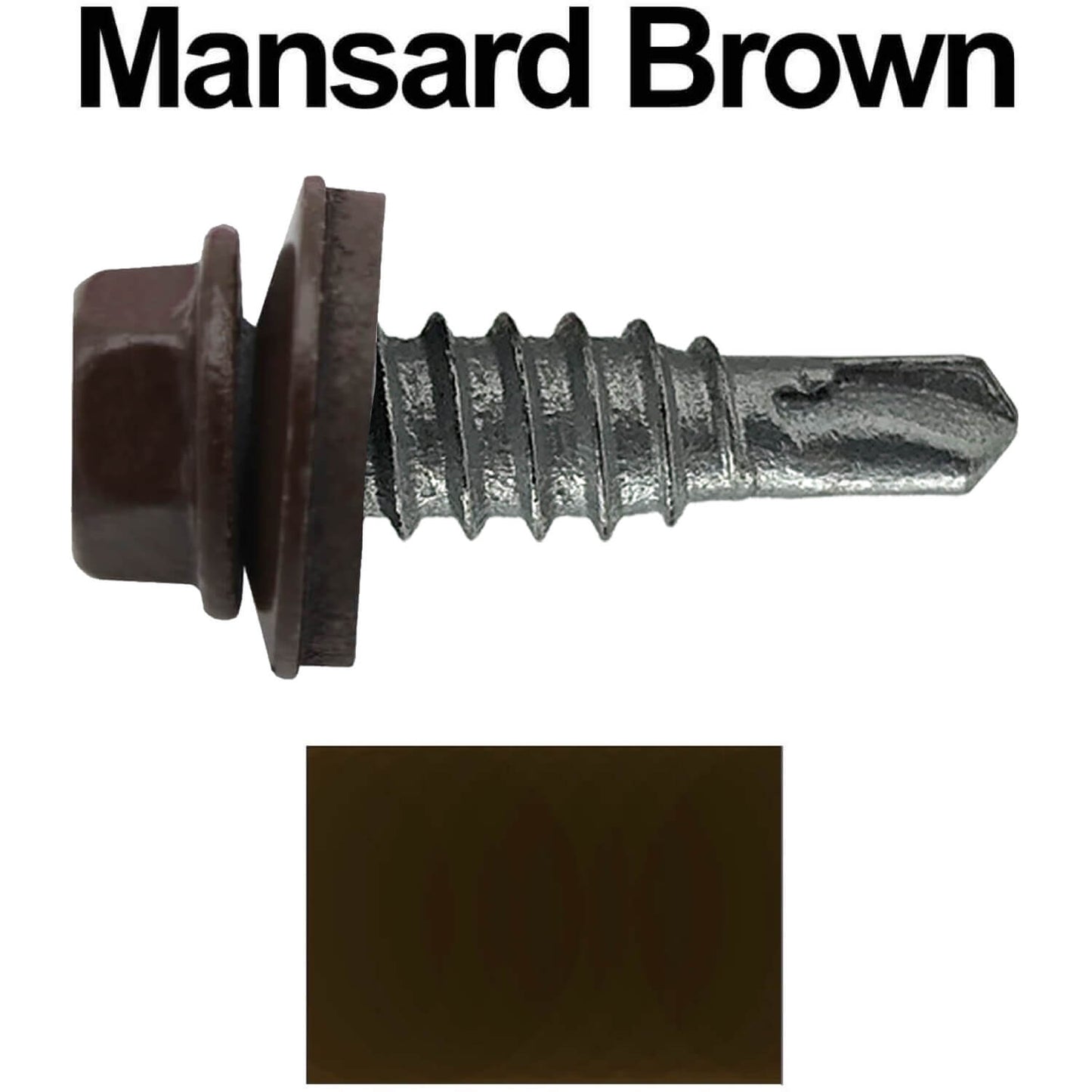 #14 x 7/8" Stitch Tek Metal to Metal Type #1 Roofing Screws - Hex Washer Head - Drill Point - 9/16" EPDM washer.