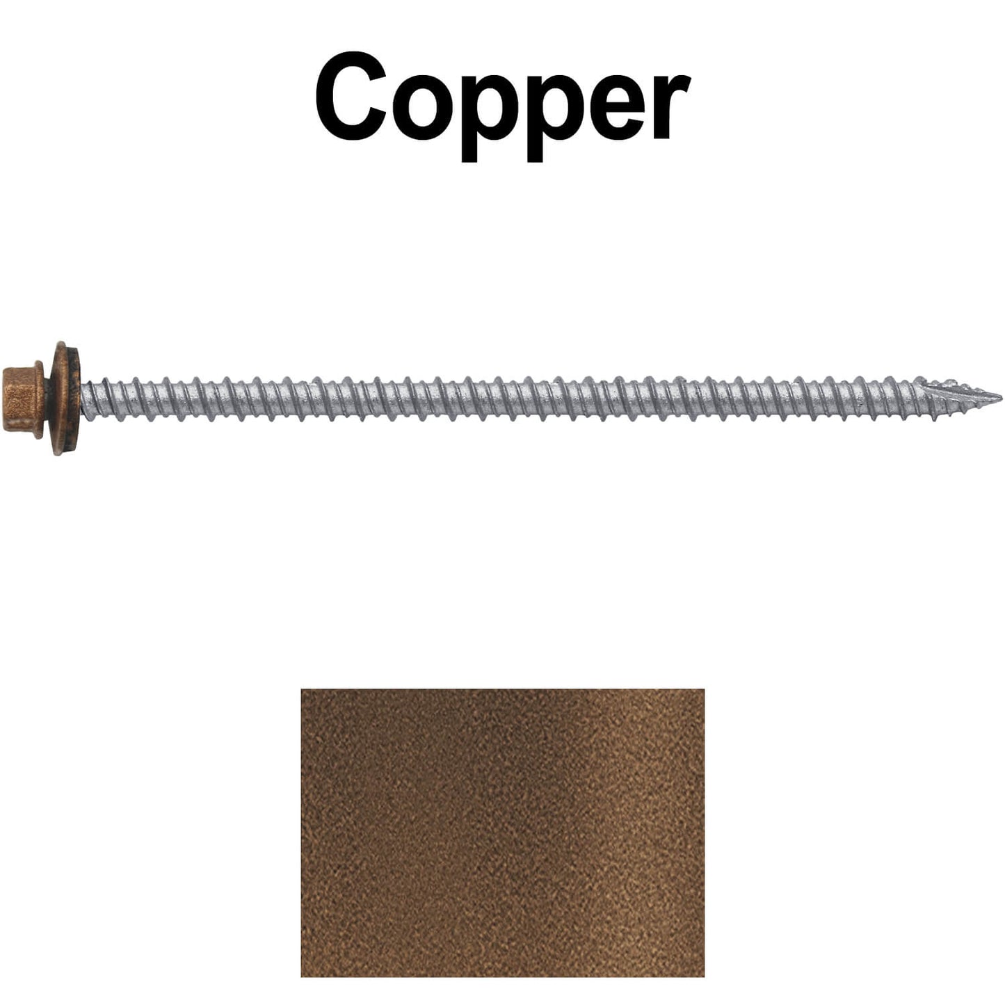 #10 x 4" Metal ROOFING SCREWS - Hex Washer Head - Self starting/self tapping - EPDM washer. Colored head.