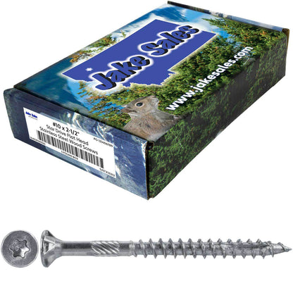 #10 Silver Star Stainless Steel Wood Screw Torx/Star Drive Head - 300 Series Stainless Steel Torx/Star Drive Wood Screws