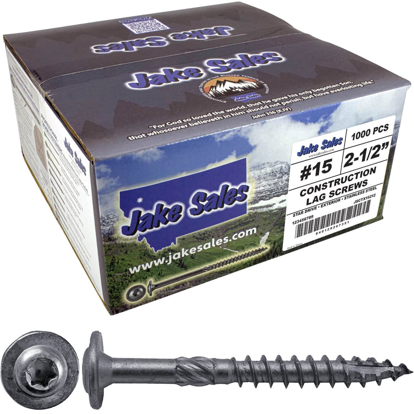 #15 Stainless Steel Construction Lag Screw  T-30 Torx/Star Drive Heavy Duty Lag Screw - Modified Truss Washer Head