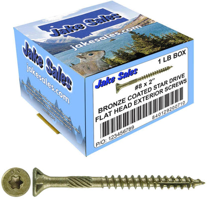#8 x 3/4" - 2" Bronze Exterior Coated Wood Screw Torx/Star Drive Head - Multipurpose Exterior Coated Torx/Star Drive Wood Screws