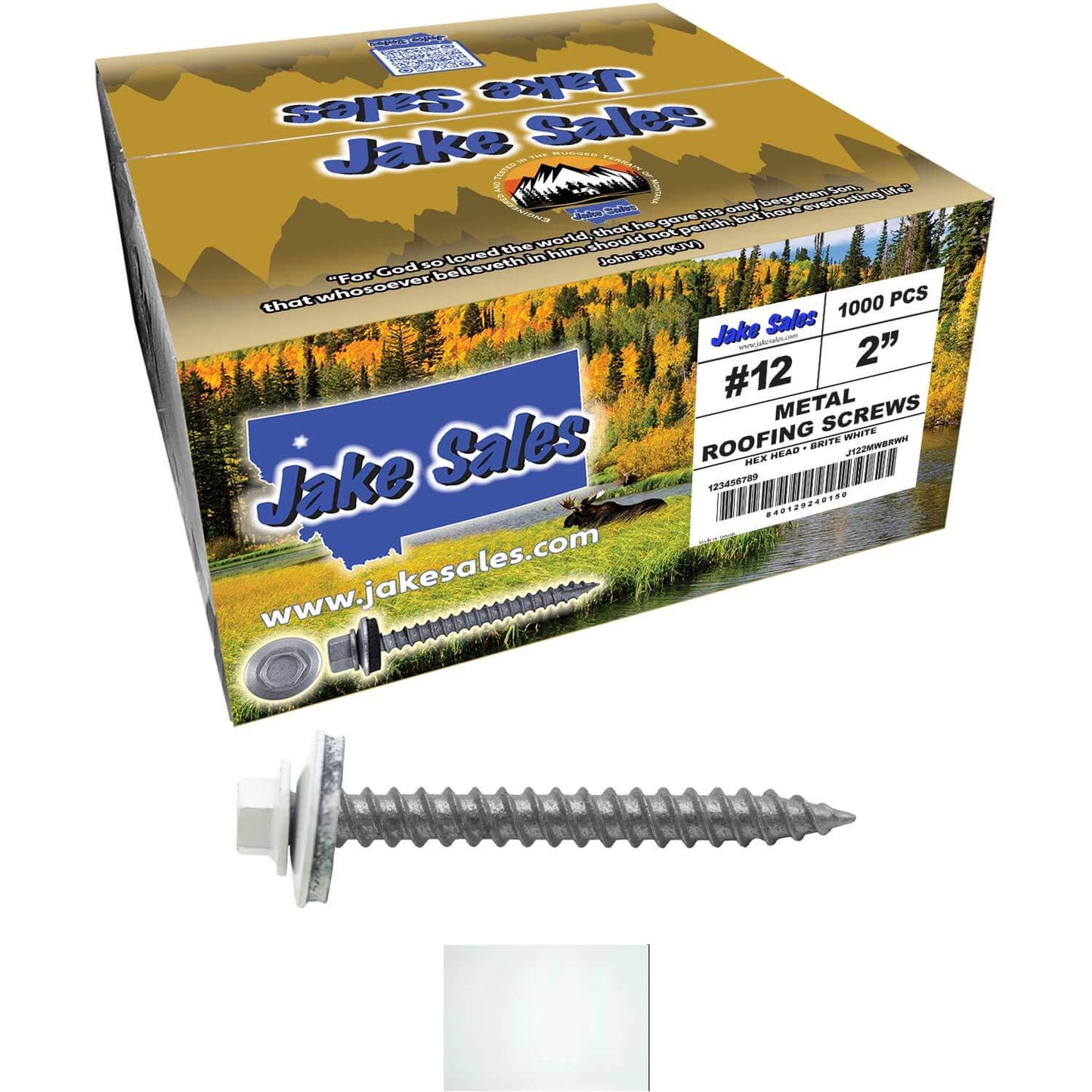 #12 x 2" RE-GRIP METAL ROOFING SCREWS - Hex Washer Head - Self starting/self tapping - EPDM washer. Colored head.