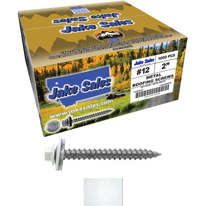 #12 x 2" RE-GRIP METAL ROOFING SCREWS - Hex Washer Head - Self starting/self tapping - EPDM washer. Colored head.