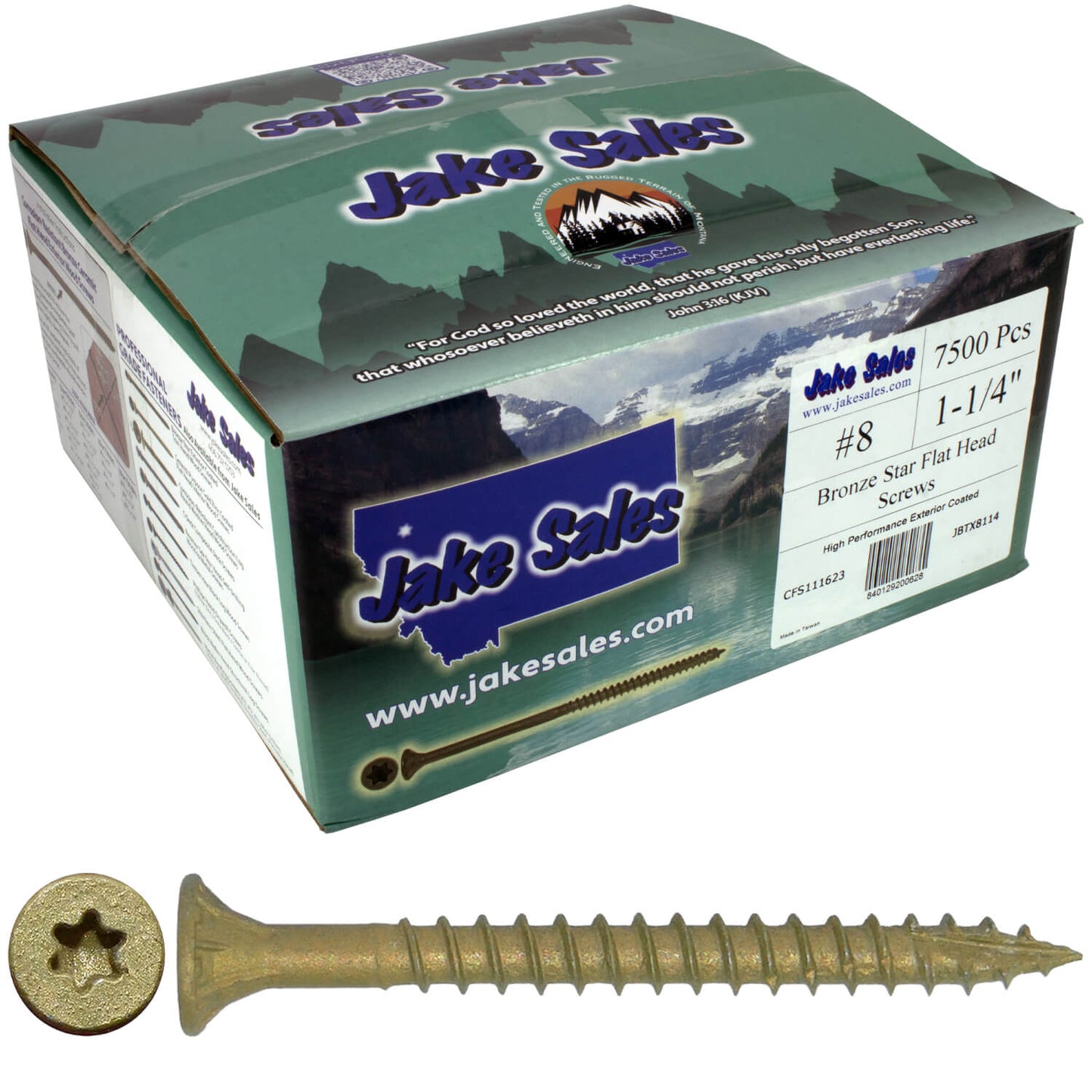 #8 x 3/4" - 2" Bronze Exterior Coated Wood Screw Torx/Star Drive Head - Multipurpose Exterior Coated Torx/Star Drive Wood Screws