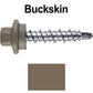 #10 x 1" Stainless Steel Mini Driller Sheet Metal Roofing Screw - Hex Washer Cap - Self starting metal to wood siding screws - EPDM washer. Colored Head.