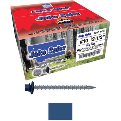 #10 x 2-1/2" Metal ROOFING SCREWS - Hex Washer Head - Self starting/self tapping - EPDM washer. Colored head.