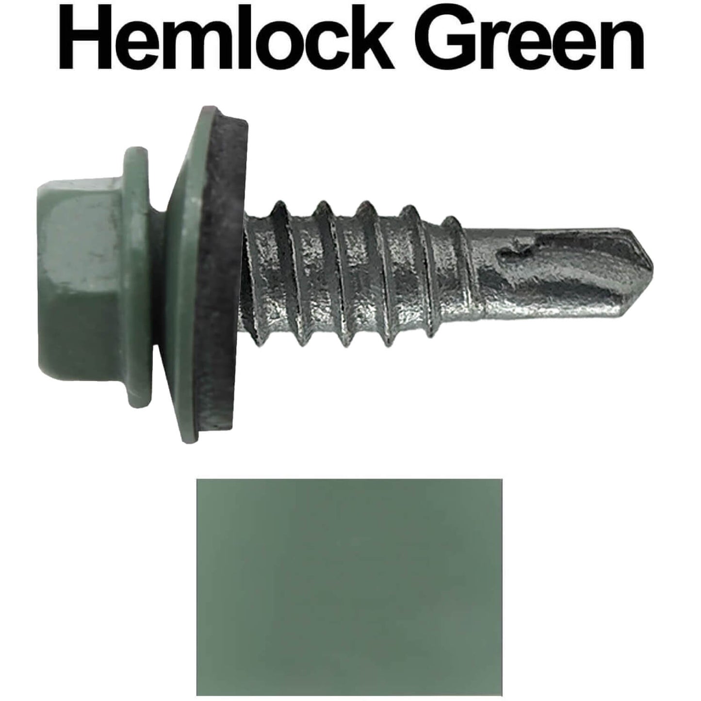 #14 x 7/8" Stitch Tek Metal to Metal Type #1 Roofing Screws - Hex Washer Head - Drill Point - 9/16" EPDM washer.