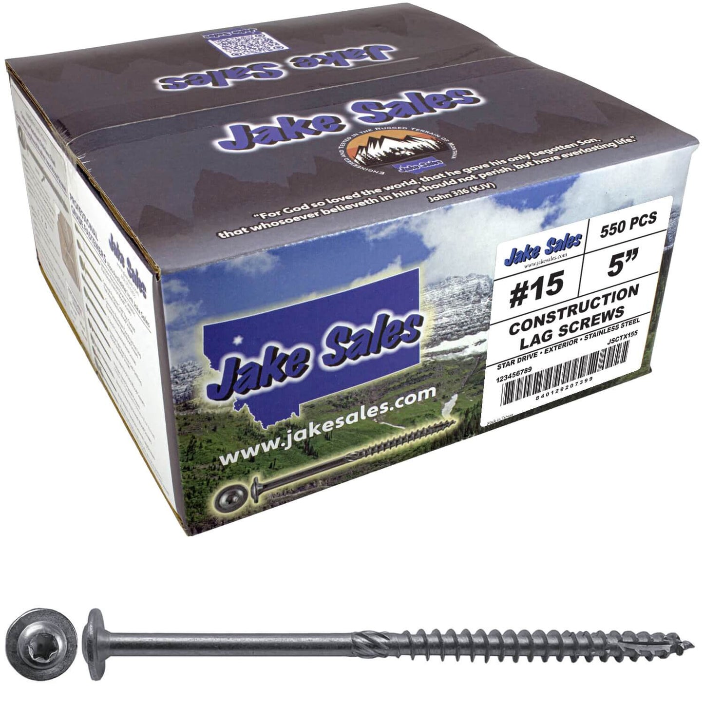 #15 Stainless Steel Construction Lag Screw  T-30 Torx/Star Drive Heavy Duty Lag Screw - Modified Truss Washer Head