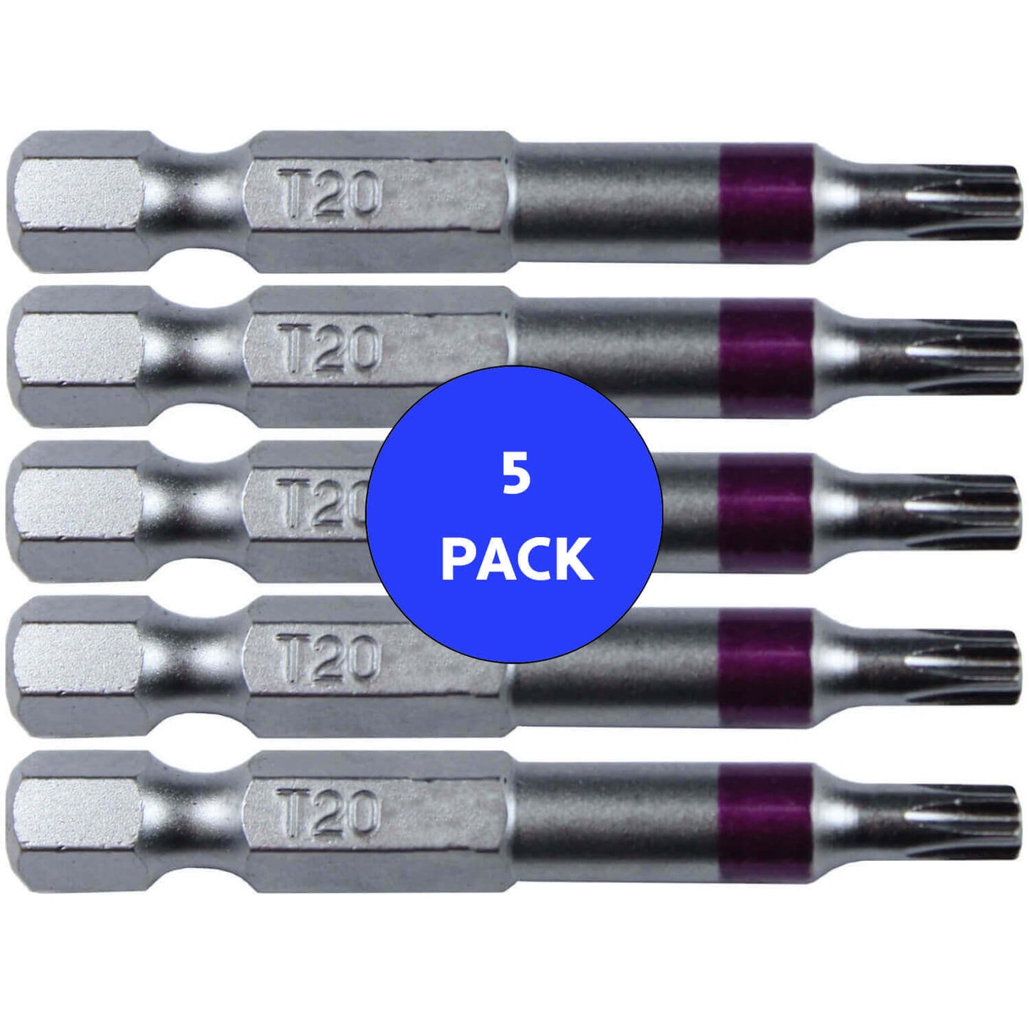 T20 (T-20) Torx/Star Driver Bit - Color Coded Torx/Star Drive Quick Change Shank Bit for Screws and Fasteners Requiring T20 (T-20)