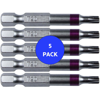 T20 (T-20) Torx/Star Driver Bit - Color Coded Torx/Star Drive Quick Change Shank Bit for Screws and Fasteners Requiring T20 (T-20)