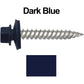 12 x 1-1/2" Stainless Steel Metal Roofing Screw - Hex Washer Head - Self starting/self tapping - EPDM washer. Colored head.