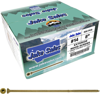 #14 x 5" - 8" Bronze Exterior Coated Wood Screws - Extra Long Bronze Wood Screw with Torx/Star Drive Head - Multipurpose Torx/Star Drive Wood Screws