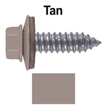 17 x 1"  Metal Roofing Screws - Metal Panel to Metal Purlins and Recovery Screws - Hex Washer Head - EPDM washer.