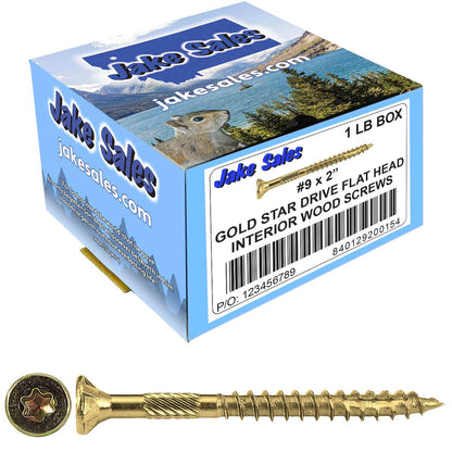 #9 Gold Star/Torx Drive Zinc Coated T-25 Flat Head Wood Screws
