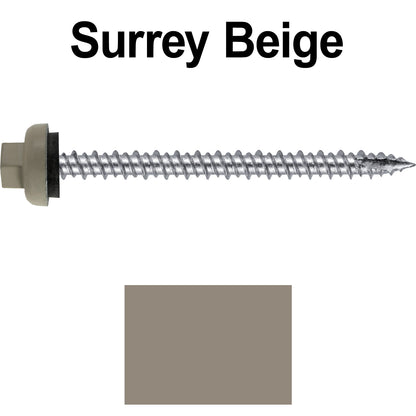 10 X 2-1/2" HI-LO Zinc Aluminum Cap Metal Roofing Screws - Hex Washer Head - Self starting/self tapping - EPDM washer. Colored head.