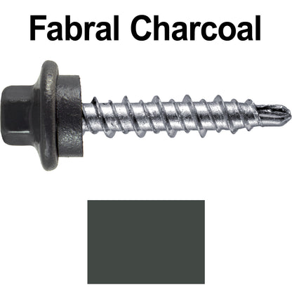 #10 x 1" Stainless Steel Mini Driller Sheet Metal Roofing Screw - Hex Washer Cap - Self starting metal to wood siding screws - EPDM washer. Colored Head.