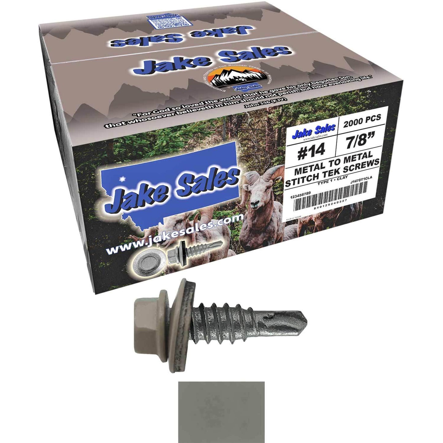 #14 x 7/8" Stitch Tek Metal to Metal Type #1 Roofing Screws - Hex Washer Head - Drill Point - 9/16" EPDM washer.