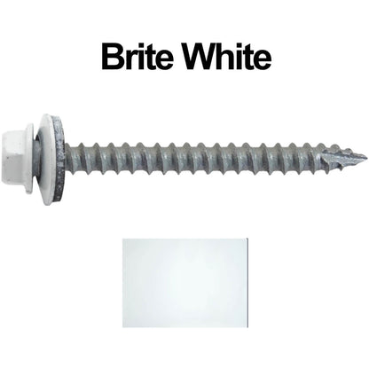 #14  x 2-1/2" Metal ROOFING SCREWS - Hex Washer Head - Self starting/self tapping - EPDM washer. Colored head.