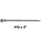 #10 Silver Star Stainless Steel Wood Screw Torx/Star Drive Head - 300 Series Stainless Steel Torx/Star Drive Wood Screws