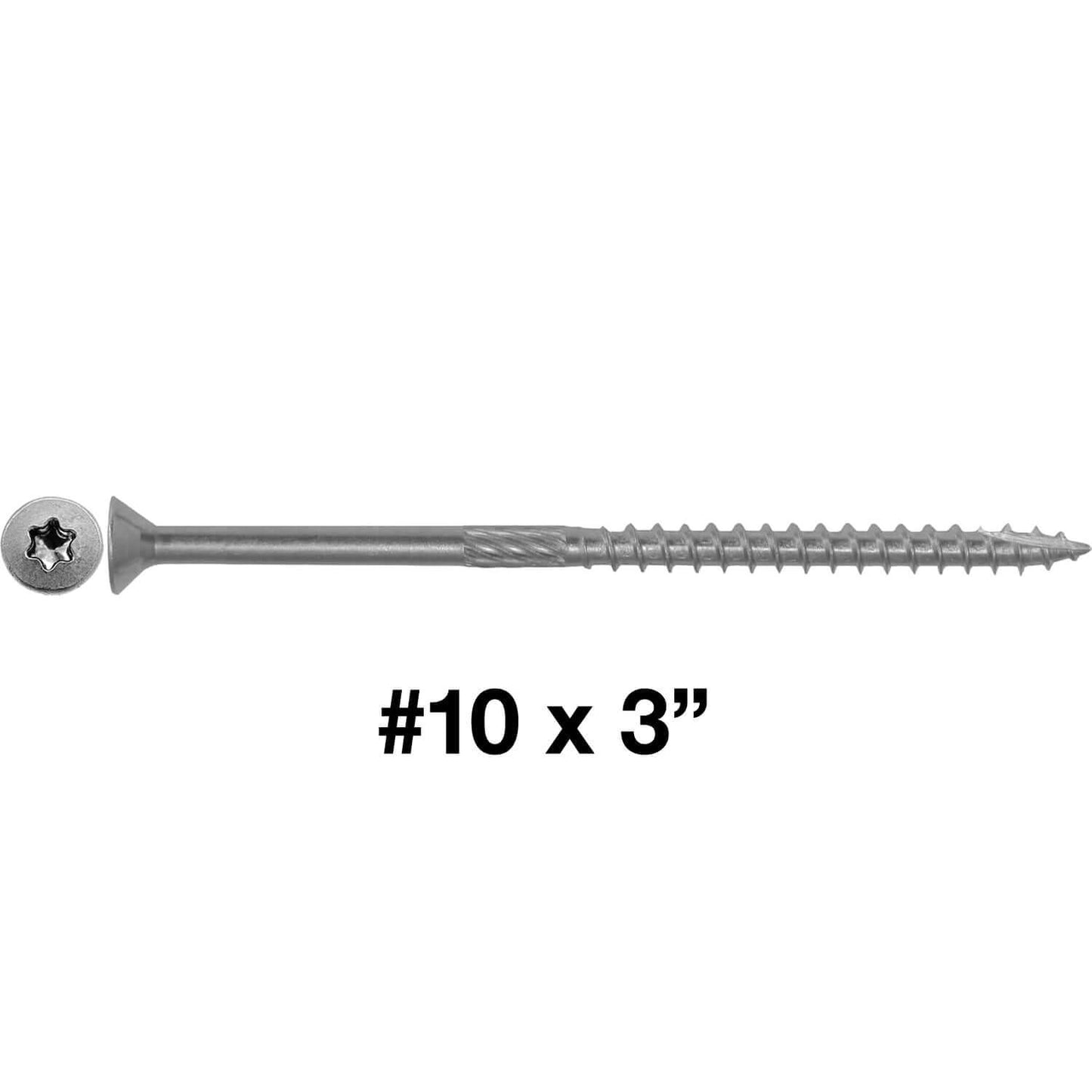 #10 Silver Star Stainless Steel Wood Screw Torx/Star Drive Head - 300 Series Stainless Steel Torx/Star Drive Wood Screws