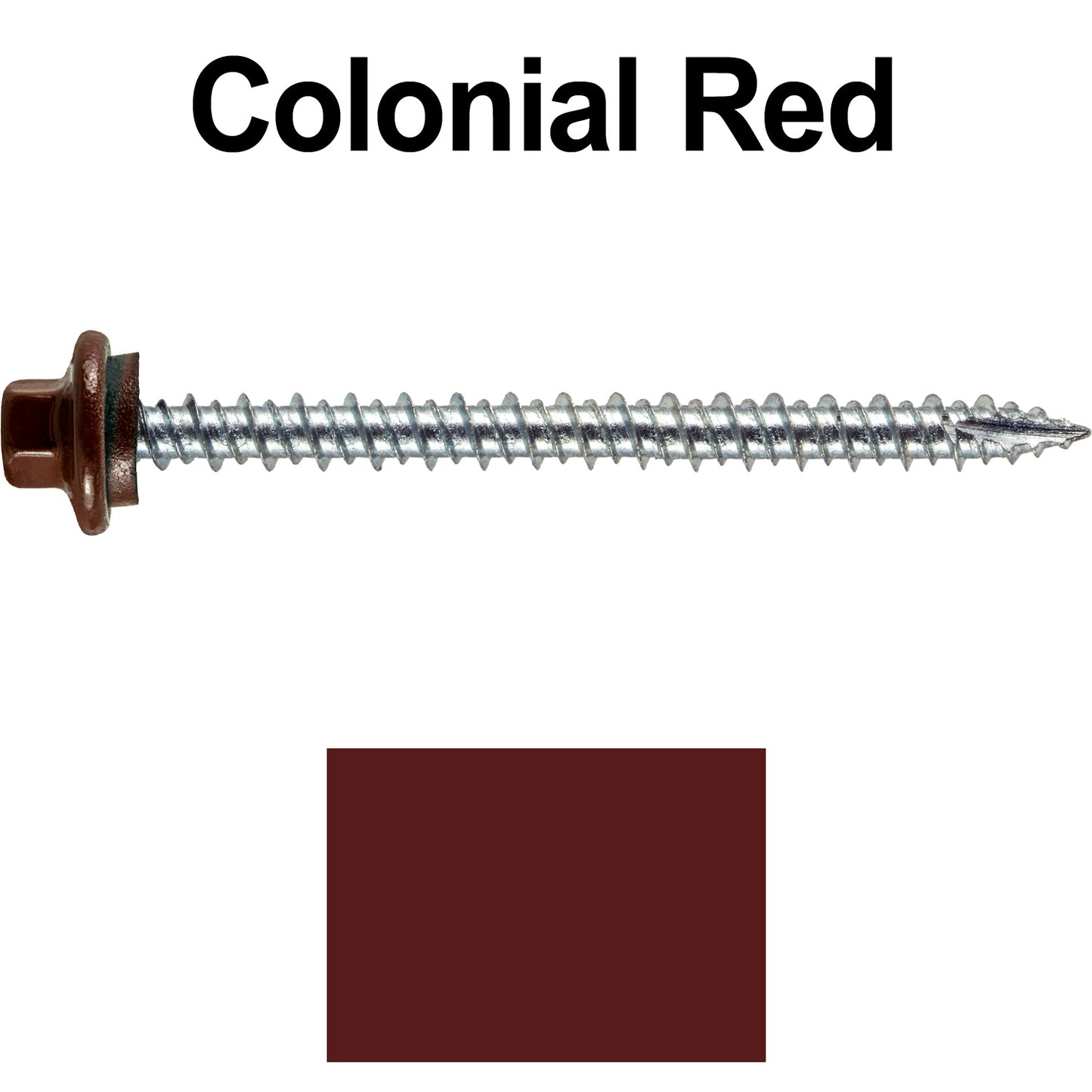 10 x 2-1/2” - STAINLESS HEX / ZINC Sheet Metal Roof Screw. Self starting metal to wood siding screws. EPDM washer. Colored head.