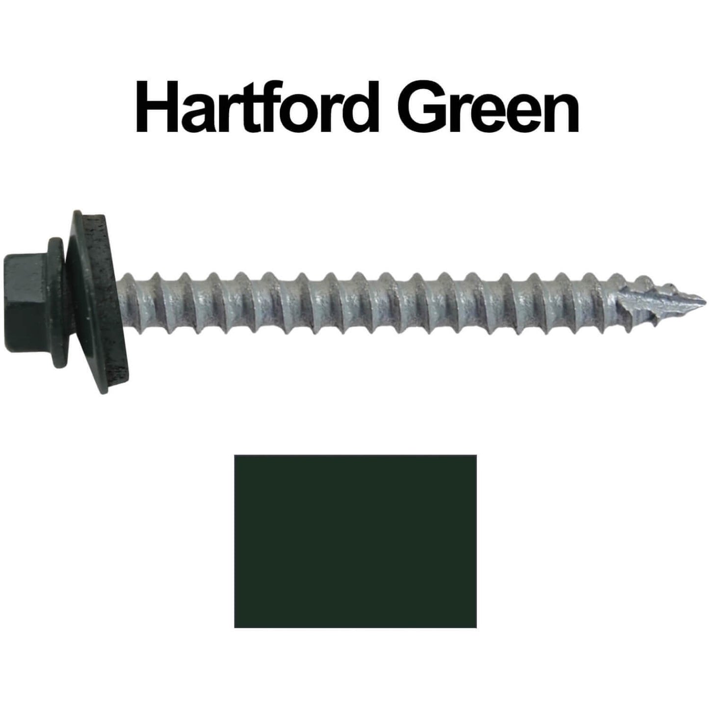 #14  x 2-1/2" Metal ROOFING SCREWS - Hex Washer Head - Self starting/self tapping - EPDM washer. Colored head.