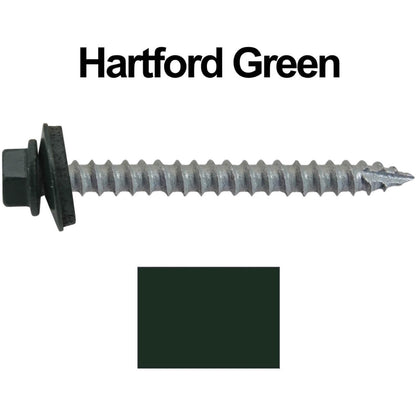 #14  x 2-1/2" Metal ROOFING SCREWS - Hex Washer Head - Self starting/self tapping - EPDM washer. Colored head.