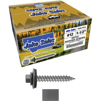 #12 x 1-1/2"  RE-GRIP METAL ROOFING SCREWS - Hex Washer Head - Self starting/self tapping - EPDM washer. Colored head.