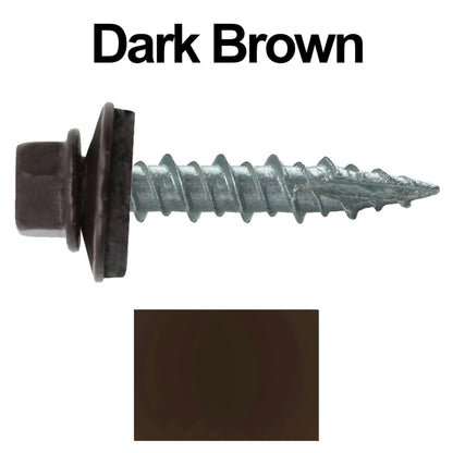 #10 x 1" Metal ROOFING SCREWS - Hex Washer Head - Self starting/self tapping - EPDM washer. Colored head.