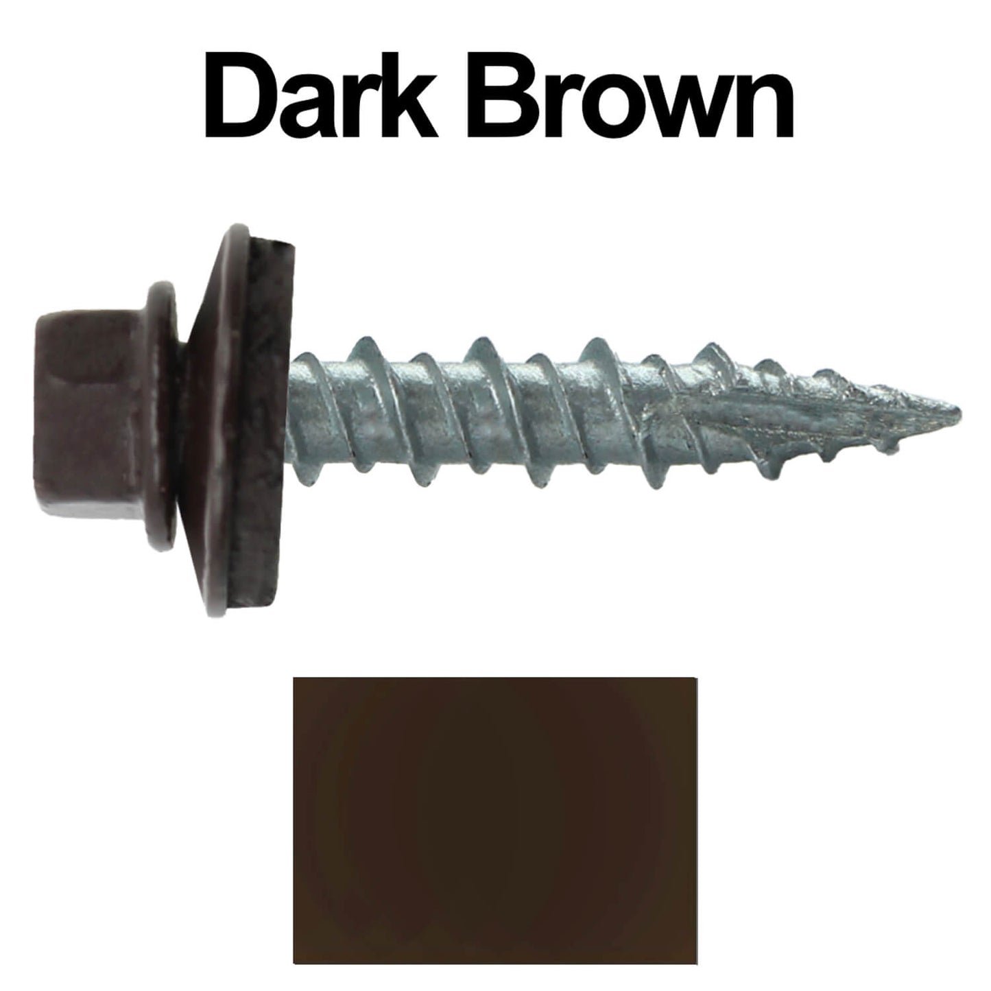 #10 x 1" Metal ROOFING SCREWS - Hex Washer Head - Self starting/self tapping - EPDM washer. Colored head.