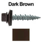 #10 x 1" Metal ROOFING SCREWS - Hex Washer Head - Self starting/self tapping - EPDM washer. Colored head.