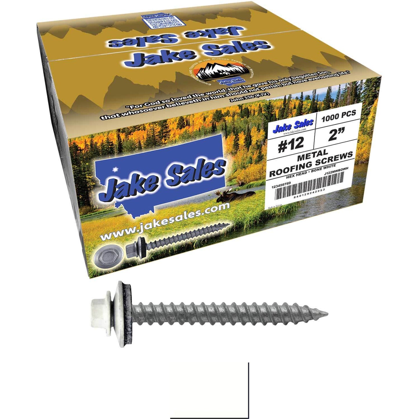 #12 x 2" RE-GRIP METAL ROOFING SCREWS - Hex Washer Head - Self starting/self tapping - EPDM washer. Colored head.
