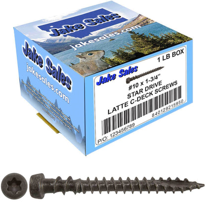 #10 x 1-3/4" Colored Composite Decking Wood Screws with Torx/Star Drive Head (T20 Bit), Exterior Coated, Compatible with Pressure Treated and ACQ Lumber