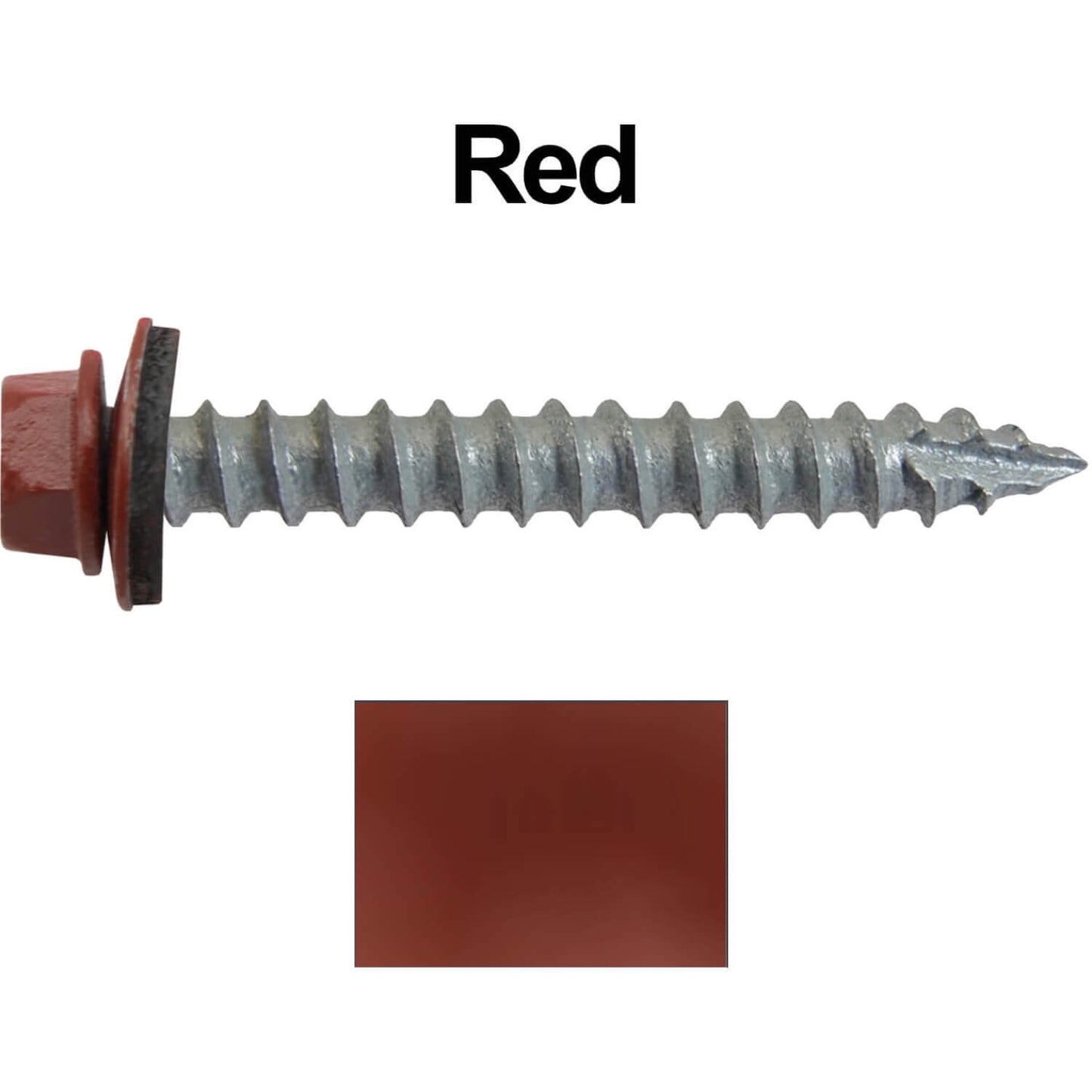 #14 x 2" Metal ROOFING SCREWS - Hex Washer Head - Self starting/self tapping - EPDM washer. Colored head.