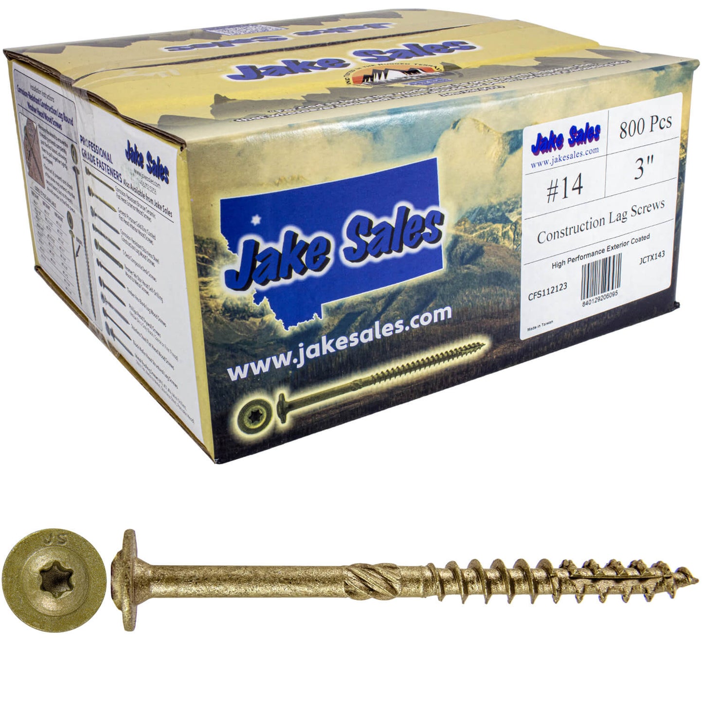 #14 Construction Lag Screws - Exterior Coated Torx/Star Drive Heavy Duty Structural Lag With Modified Truss Washer Head