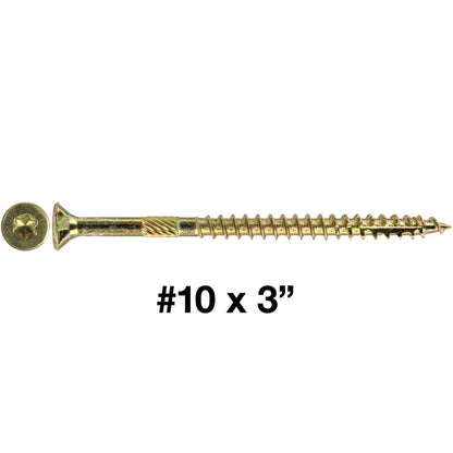 #10 x 3" Gold Star Wood Screw, T-30 Torx Drive, Flat Head - (Pallet of 48 x Full Boxes) ~72,000 Screw Count