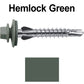12 X 1-1/2" PFP STAINLESS STEEL Fastener - 1/4" Washer Hex Head - #3 Drill Point Tip -  For Polycarbonite, Fiberglass and PVC sheeting. Colored head.